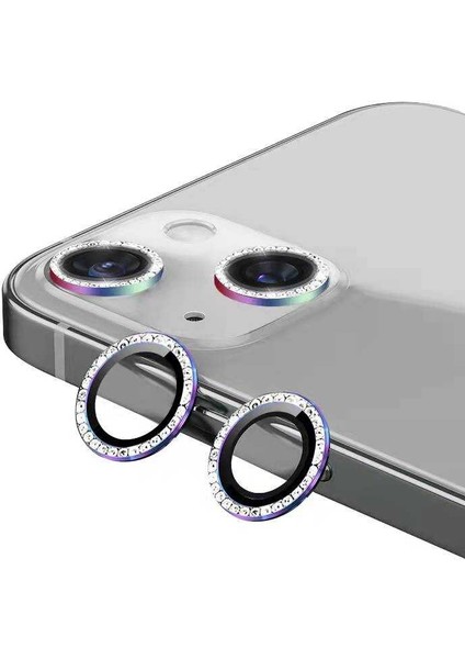 Apple Iphone 13 (6.1) Metal Renkli Taşlı Tasarım Kamera Lens Koruyucu (2 Li Geliyor)