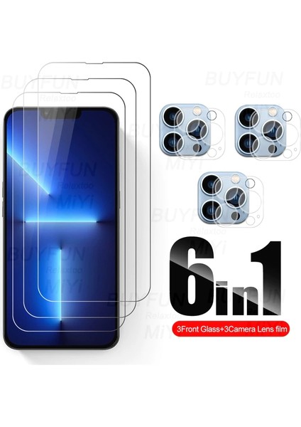 Iphone 13 Pro Max (6,7) Büyük Kanpanya 6 In 1 Temperli Cam Ekran+Kamera Koruyucu