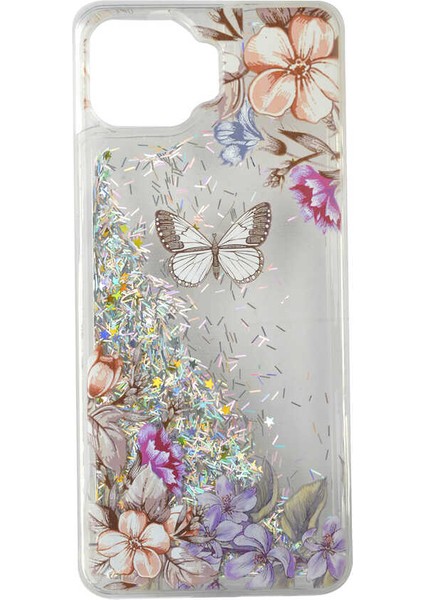 Oppo Reno 4 Lite Kılıf Marshmelo Simli Sıvılı Yüzüklü Silikon Kapak