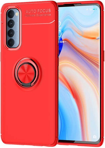 Oppo Reno 4 Pro 4g Kılıf Ravel Yüzüklü Standlı Silikon Kapak