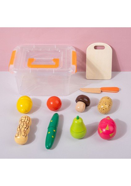 11 / Set Pretend Pretend Kesme Meyve Oyuncak Oyun Yiyecekleri Yemek Yemek Için 3+ Öğrenme Fıstık Stili (Yurt Dışından)