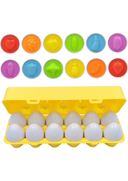 12 Adet Çocuklar Montessori Sayısı ve Maç Sıralayıcısı Eğlenceli Eşleştirme Yumurta Eğitici Oyuncaklar Meyve (Yurt Dışından)