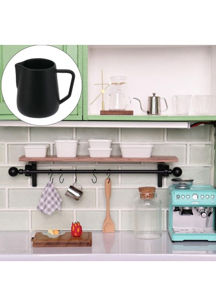 Dollhouse Mini Latte Sanat Pot Mobilya Mutfak 1/6 Ölçekli Bebek Dekorasyon Siyah (Yurt Dışından)