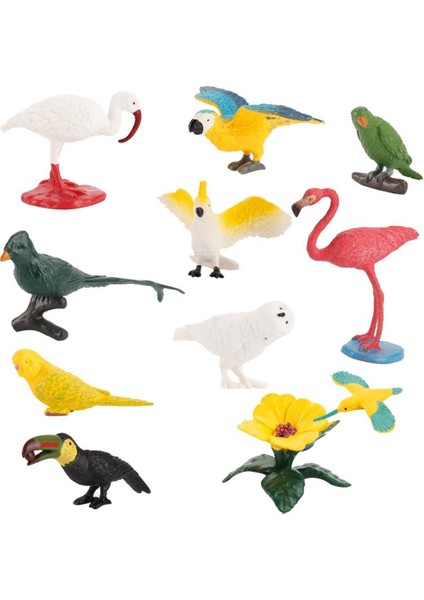 10 Parça Oyuncak Mini Kuş Modeli Set Flamingo Parakeet Simülasyonu Çocuk Hediye Için (Yurt Dışından)