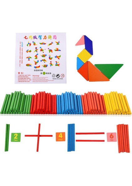 Sayma Çubuklar Kartı Matematik Öğrenme Çocuk Tangram Oyuncaklar Kurulu Oyunu (Yurt Dışından)