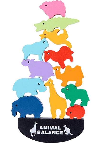 Ahşap Bloklar Denge Oyunu Yaratıcı Montessori Oyuncaklar Bebek Blokları Hediye Hayvan (Yurt Dışından)