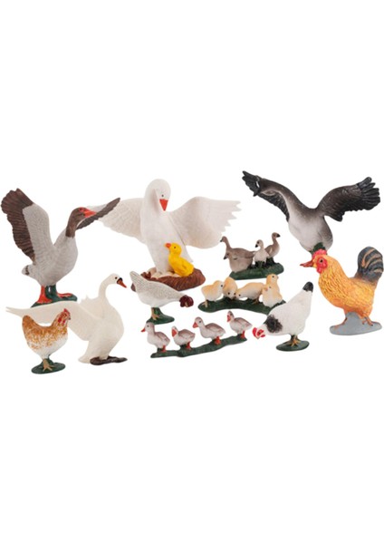 11 Adet Tavuk Fowl Ördek Kaz Horoz Seti Ekran Sahne Bebekler Için Playset (Yurt Dışından)