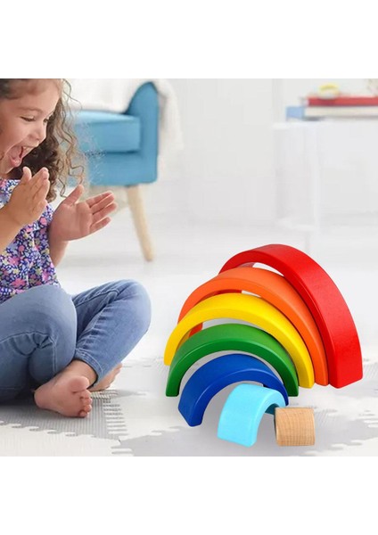 Ahşap Gökkuşağı Istifleyici Blokları Geliştirme Oyuncaklar Yürüyor Oyuncaklar Bebekler Olmadan Sağlam Öğrenci Sturdy (Yurt Dışından)
