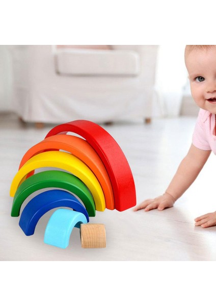 Ahşap Gökkuşağı Istifleyici Blokları Geliştirme Oyuncaklar Yürüyor Oyuncaklar Bebekler Olmadan Sağlam Öğrenci Sturdy (Yurt Dışından)