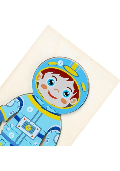 Ahşap Yapboz 3D Bulmaca Blokları Öğrenme Okul Öncesi Toddler Için 1 2 3 Yaşında Astronot (Yurt Dışından) indirimleri