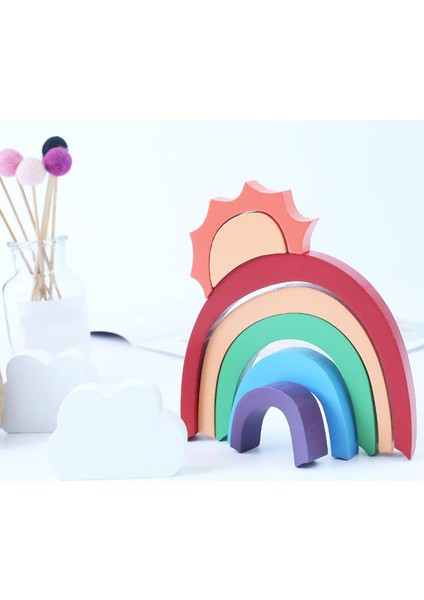 9 Adet Ahşap Gökkuşağı Stacker Yürüyor Oyuncak Öğrenme Yaratıcı Bina Çocuklar Için (Yurt Dışından) fiyatları