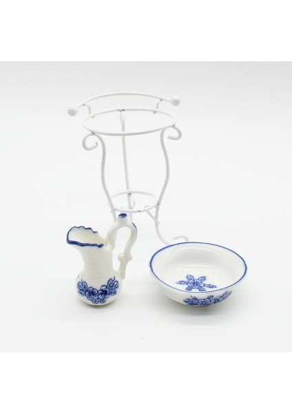 1/12 Dollhouse Minyatür Porselen Su Potu Lavabo ve Metal Raf Seti Oyuncak (Yurt Dışından) indirimleri