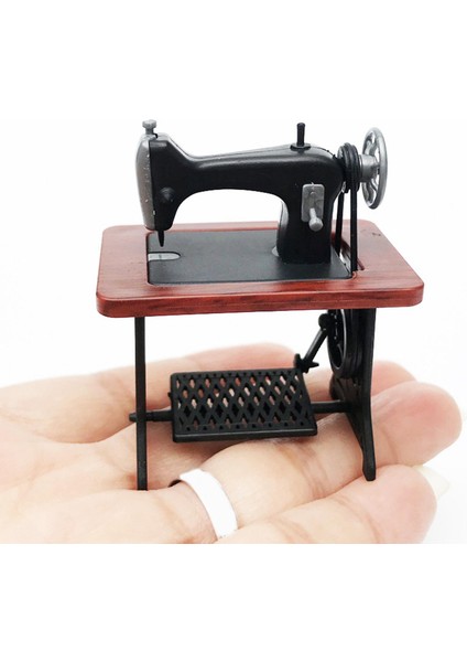 Minyatür Dollhouse Mobilya Dikiş Makinesi Vintage Bebekler Ev Oyuncaklar Için Kırmızı (Yurt Dışından)
