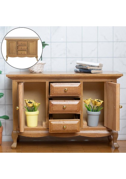 1/12 Ölçekli Dollhouse Mobilya Için Rustik Ahşap Finish Accent Saklama Dolabı (Yurt Dışından) modelleri
