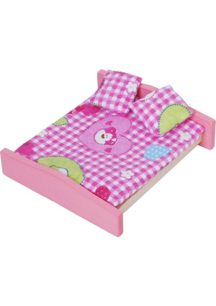 Dollhouse Minyatür Mobilya Ahşap Yatak Odası Yatak Masa Lambası Dolap Oyuncak Seti Gül Kırmızı (Yurt Dışından) modelleri