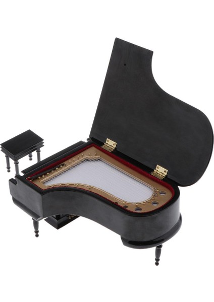 1/6 Simülasyon Ahşap Piyano Modelleri Tabure Dollhouse Dekor ile Bebekler Aksesuar # 3 Siyah (Yurt Dışından)