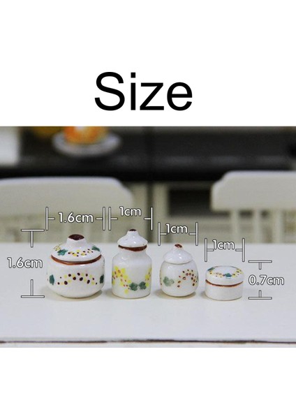 4 Adet 1:12 Bebek Evi Mobilya Seti Mini Porselen Baharat Kavanoz Baharat Kutular Set (Yurt Dışından) fiyatları