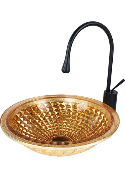 Pure Dekoratif Gold Cam Lavabo / Y GLS-107