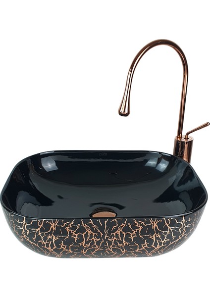 Pure Marble Parlak Siyah Bronz Tezgah Üstü Çanak Lavabo TR-130