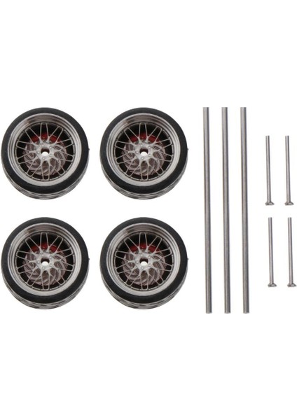 Evrensel 1:64 Ölçekli Araba Kauçuk Tekerlek Yetişkin 4WHEELS & 3 Aksları 5 End Caps A4 (Yurt Dışından)