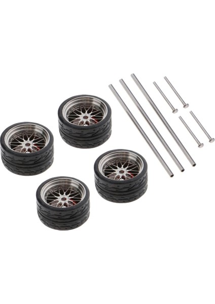 Evrensel 1:64 Ölçekli Araba Kauçuk Tekerlek Yetişkin 4WHEELS & 3 Aksları 5 End Caps A4 (Yurt Dışından)