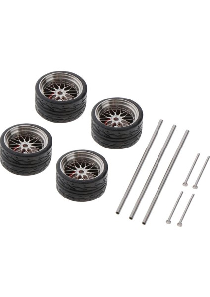 Evrensel 1:64 Ölçekli Araba Kauçuk Tekerlek Yetişkin 4WHEELS & 3 Aksları 5 End Caps A4 (Yurt Dışından)