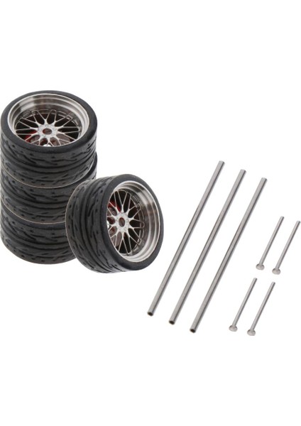 Evrensel 1:64 Ölçekli Araba Kauçuk Tekerlek Yetişkin 4WHEELS & 3 Aksları 5 End Caps A4 (Yurt Dışından)