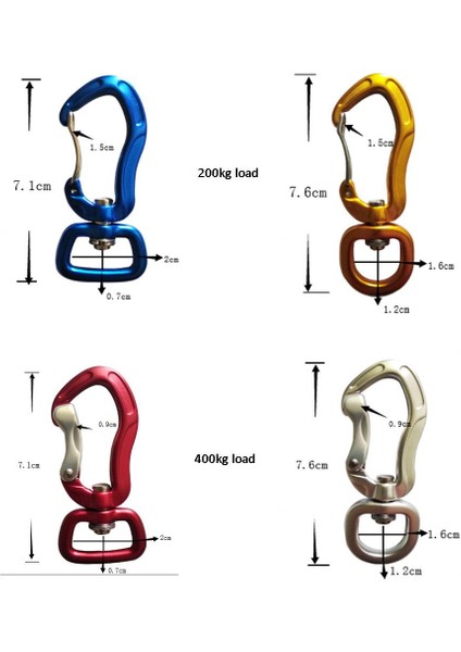 Carabiner Anahtarlık Carabiner Kanca Camping 71MM 71MM Kırmızı Kare Göz Için 400 kg (Yurt Dışından)