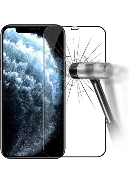 Tam Kaplama Kırılmaz Cam Ekran Koruyucu iPhone 12 Siyah