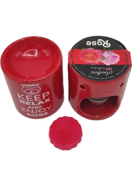 Dünyadan Hediyeler Keep Relax And Enjoy Rose Seramik Buhurdanlık ve Wax Mum