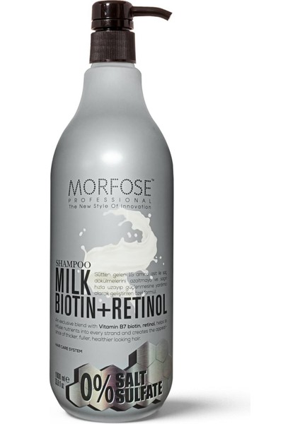 Morfose Sülfatsız Milk Biotin+Retinol Içerikli Tuzsuz Şampuan 1000 Ml