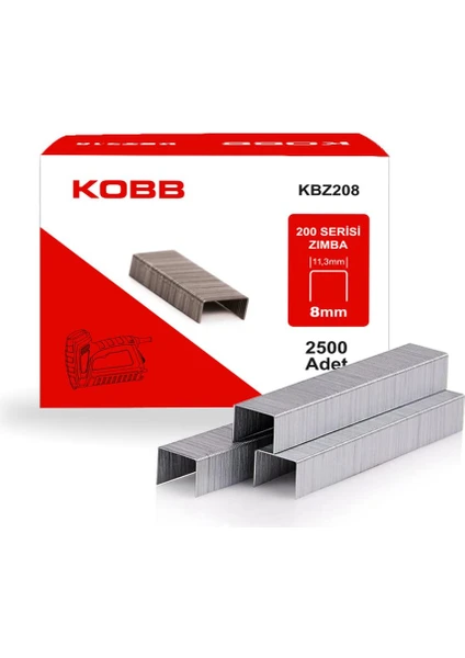 Kobb Kbz208 8mm 2500 Adet 200 Serisi Ağır Hizmet Tipi Zımba Teli