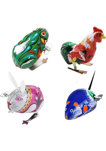 4 Parça Klasik Vintage Stil Kalay Oyuncaklar Wind Up Hayvan Rakamlar Yenilik Oyuncaklar (Yurt Dışından)