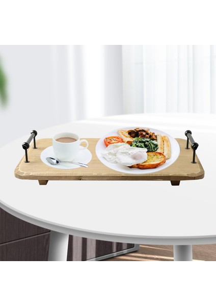 Kolları ile Ahşap Servis Tepsisi Kahve Yemek Snack L Için Yuvalama Seti Tabağı fiyatları