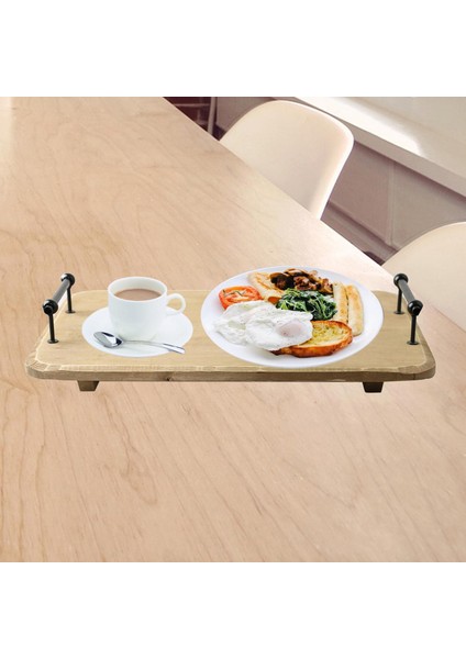 Kolları ile Ahşap Servis Tepsisi Kahve Yemek Snack L Için Yuvalama Seti Tabağı fırsatları