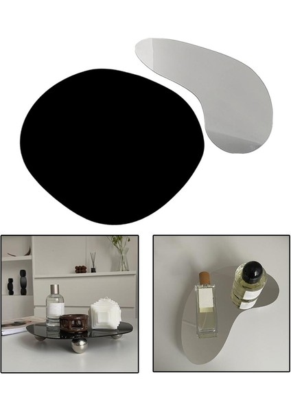 Art Deco Stil Ayna Etkisi Vanity Tepsi Ekran Kozmetik Plaka Ev Dekorasyonu Ayna ve Siyah modelleri