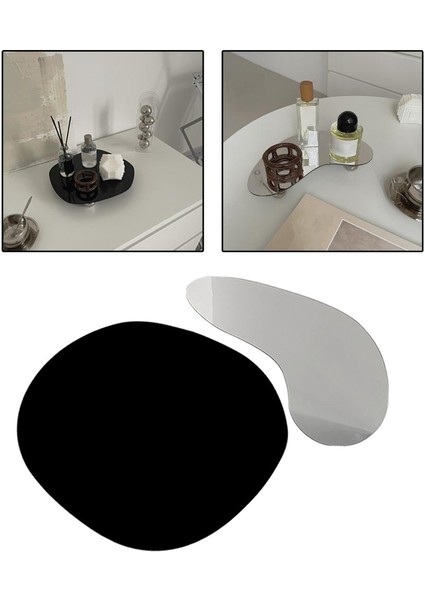 Art Deco Stil Ayna Etkisi Vanity Tepsi Ekran Kozmetik Plaka Ev Dekorasyonu Ayna ve Siyah fırsatları