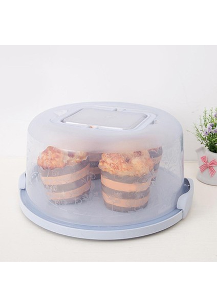 2x Plastik Kek Kutusu Yuvarlak Kek Depolama Taşıyıcı Konteyner Kilitlenebilir Kapak Blue(Yurt Dışından) fiyatları