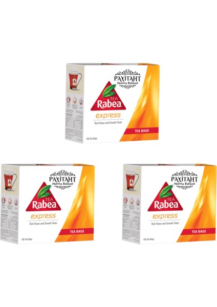 Rabea Tea - Express Yumuşak Içimli Zengin Aromalı Siyah Çay 100 Poşet 3x Paket