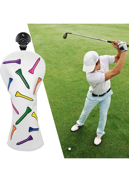 Dayanıklı Pu Golf Ahşap Kafa Kapak Fairway Headcover Guard Sleeve Case Guard Desen 9.5X24 cm fırsatları