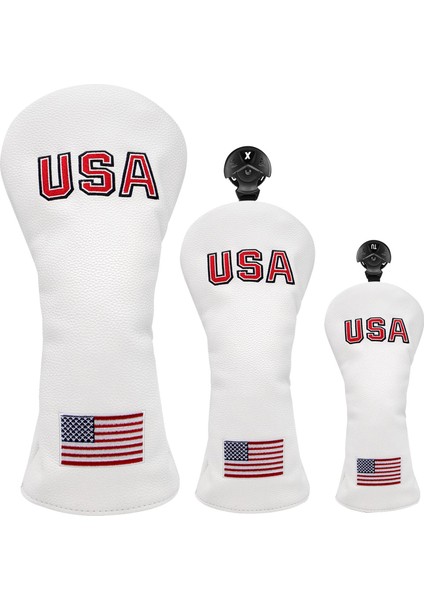 Golf Ahşap Kafa Kapak Fairway Kulübü Başkanı Değiştirilebilir Numarası Tag Kılıf Beyaz(Yurt Dışından) fiyatları