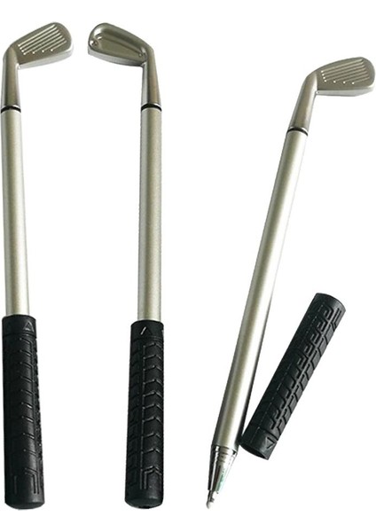 3 Mini Golf Kulübü Putter Kalem Seti Yenilik Golfçüler Dekor Hediye Mevcut Siyah fırsatları