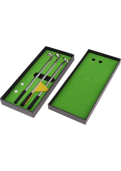 Golf Kalemi Set Mini Masaüstü Golf Oyunu Yeşil Bayrak Koyma Tükenmez Kalemler Sarı