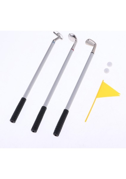 Golf Kalemi Set Mini Masaüstü Golf Oyunu Yeşil Bayrak Koyma Tükenmez Kalemler Sarı fırsatları