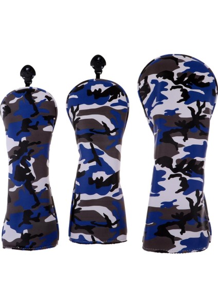3 Adet / Takım Spor Golf Kulübü Headcover 460CC Sürücü Ahşap Kafa Kapak Mavi Camo fiyatları