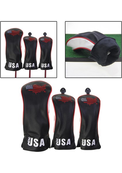 3x Golf Ahşap Headcover No. 1 3 5 Sürücü Kafası Kapak Koruyucu No. indirimleri