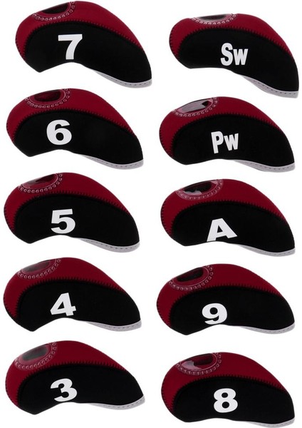 10 Adet Neopren Golf Kulübü Başkanı Demir Koruyucu Siyah + Claret Kapakları indirimleri