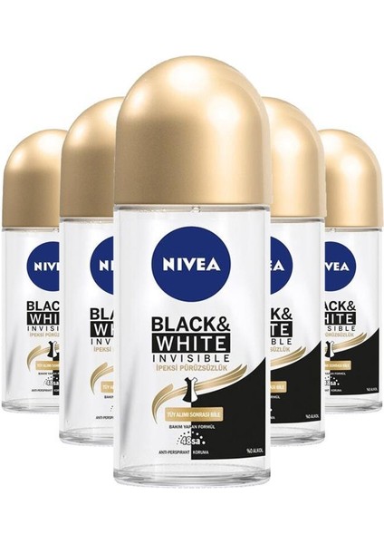 Bayan Invisible Black White Ipeksi Pürüzsüzlük Roll-On 50 ml X5