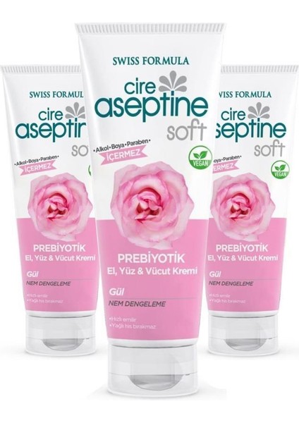 Soft Prebiyotik El Yüz Vücut Kremi Gül 75 ml X3