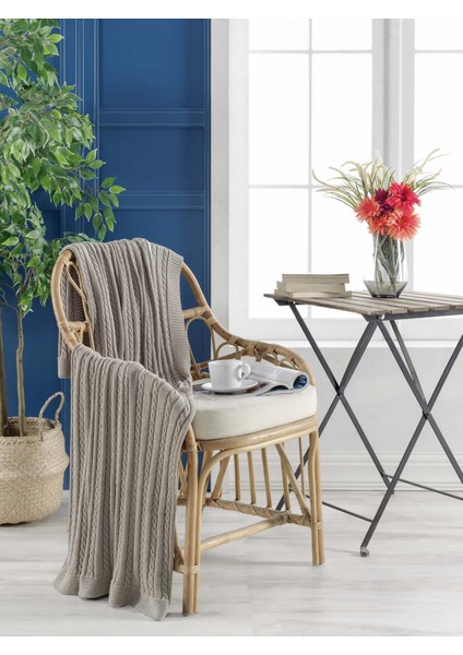 Örgü Koltuk Şalı 130 x 170 cm Bej fiyatları